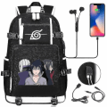 Miniatyrbilde 4 av 5: Anime Naruto Akatsuki Itachi Sharingan Ryggsekk Usb Cahrge Videregående Skoleelever Skolesekker Kapasitet Reise Laptop Skuldervesker DB Gold