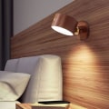 Pikkukuva 1 / 5: Led-seinälle asennettavat lukuvalot, puinen magneettinen seinävalaisin, Usb-kääntyvä seinävalaisin lukemiseen, opiskeluun, sängyn viereen [DB] Dark brown