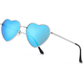 Pikkukuva 1 / 5: Polarisoidut sydänmuotoiset aurinkolasit naisille, tyylikäs ja kaunis metallikehyksinen malli, UV400-suojaavat linssit {Db} Silver Blue Mirror