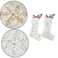 Miniatyrbild 3 av 5: 2-pack Snövita Julstrumpor med Broderade Snöflingor för Hängande Juldekoration [DB] gold