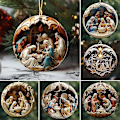 Miniatyrbilde 4 av 4: 6 stk Julekrybbe Ornamenter, Akryl Julekrybbe Ornament, Hengende Ornament Julekrybbe Henger Til Jul [DB] 6pcs