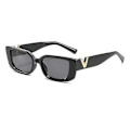 Pikkukuva 1 / 5: Vintage Cat Eye Aurinkolasit Naiset 2023 Muoti Ylelliset V-merkkiset Designer Aurinkolasit Naisille Silmälasit Uv400 Gafas De Sol Mujer [db] black As shown