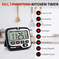 Miniatyrbild 2 av 5: Tm01 Kök Timer Digital Matlagningstimer Med Stor LCD-skärm Stora Siffror Alarmvolym Justerbar Timer Klocka Multifunktionell Bakgrundsbelyst Nedräkningstimer
