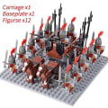 Miniatyrbillede 3 af 4: Mini actionfigurer af middelalderlige riddere, byggeklodser, romersk stridsvogn, vogn, soldat, krigshest, klodser, legetøj til børn, gave Db Set 01