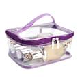 Miniatyrbild 1 av 5: Transparent PVC Makeup Bag Bärbar Vattentät Toalettväska Stor Kapacitet Dragkedja Kosmetisk Väska DB Deep Purple Single Layer
