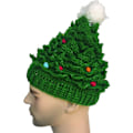 Miniatyrbilde 2 av 3: Unisex Jule- og Vinterstrikket Heklet Beanie Santahatt med Skjegg {DB}