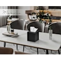 Miniatyrbild 2 av 5: Servettbox Fyrkantig PU Läder Ansiktsservettboxhållare för Sminkbord Badrumsinredning -Qin [DB] Black