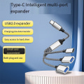 Pikkukuva 2 / 5: USB-jakokaapeli, datan ja virran jakosovitin, USB C OTG -kaapeli, puhelimen sovitin, puhelimelle, kannettavalle tietokoneelle, tabletille db BlackSilver