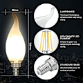 Miniatyrbild 2 av 5: 6 st E14 4W LED-glödlampa, flamformad lampa 4x4x13cm  [dB}