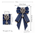 Pikkukuva 5 / 5: Muodin Miesten ja Naisten Nauha Solmio Rhinestone Crystal Brooch Pin Luksus Hää Säädettävät Solmiot Virallinen Juhla Käsintehty Kravatti Db Navy Blue