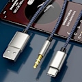 Pikkukuva 2 / 5: 1 Jakaja 2 Type C - USB A 3,5 mm Aux-kaapeli Stereo Hifi-ääni Autokaiuttimille -a [DB] Black