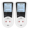 Miniatyrbillede 1 af 5: 2x Elektricitetsmåler til Stikkontakt, Med Baggrundsbelysning, LCD-Display, Energiomkostningsmåler, til Elektriske Enheder [db]