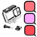 Miniatyrbillede 3 af 5: Til GoPro Hero 12 / 11 / 10 / 9 Action Camera Vandtæt Etui Letvægts PC Filter Linse Tilbehør [db] Multicolor Red