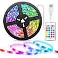 Miniatyrbild 1 av 5: Led-remsa med musiksynkronisering, 5 m USB-driven LED-remsa med fjärrkontroll, RGB 5050 4 dynamiska lägen 16 färger dimbar färgskiftande LED-remsa TV-bakgrundsbelysning