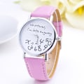 Miniatyrbild 4 av 5: Damklocka \"Whatever I'm Late Anyway\" Text Rund Urtavla Konstläderarmband Quartz db Brown