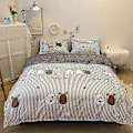 Miniatyrbild 1 av 2: 3/4-delars Set Kawaii Snoopy Cartoon Bomulls Quiltöverdrag Lakans Kuddfodral Anime Bekväm Mjuk Hushållsbäddvara Presenter [DB] 4piece set150x200cm daimenggou