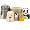 Miniatyrbild 3 av 3: Handgjorda trä djurmatryoshka dockor Elefant Panda Matryoshka dockor - 5 stycken db