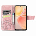 Miniatyrbilde 3 av 4: Sommerfugl Kjærlighet Blomst Preget Lær Telefondeksel For Honor 400 Lite [DB] Rose Gold