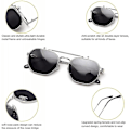 Pikkukuva 2 / 5: Käännettävät Aurinkolasit Miehille ja Naisille Polarisoitu Steampunk Käännettävät Aurinkolasit Kaksoislinseillä UBM Db Silver Frame-Gray Lens