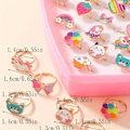 Miniatyrbillede 5 af 5: Børne Ringe til Piger, 36-delt Justerbar Prinsesse-Tema Tegneserie Sød Emalleringsringe Sæt, Zink Legering, 18K Guldbelagt, Ingen Mosaik, Aldre 3-14{db} One Size Fits All