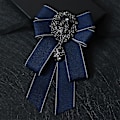 Miniatyrbilde 2 av 5: Mote-Sløyfe for Menn og Kvinner med Rhinestone Krystall Broche Nål Luksus Bryllup Justerbar Sløyfe Formelle Fest Håndlaget Halsduk Db Navy Blue