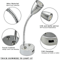 Pikkukuva 3 / 3: 12v-24v LED-lukuvalo, himmennettävä asuntoauton lukulamppu USB-laturilla, asuntovaunun matkailuautoon perävaunuun asuntoauton sängyn viereen, 2 kpl - musta Db silver
