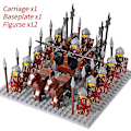 Miniatyrbillede 2 af 5: Middelalderlige riddere mini actionfigurer byggeklodser romersk stridsvogn vogn soldat krigshest mursten legetøj til børn gave Db Set 14
