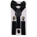Miniatyrbild 1 av 5: 2-pack Solid Färgade Barnkläder Pojkar Flickor Clip-on Y-formade Elastiska Upphängare Fluga Qinhai DB Black