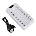 Miniatyrbilde 1 av 4: AA/AAA Batteri Smart Lader 8-spors Nikkel-hydrogen Batterier Lader med USB-port Ny [db] White
