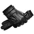 Miniatyrbillede 2 af 5: 1 Par/2 Par PU Læder Handsker, Efterår Vinter Varme Touch Screen Fuld Finger Sorte Handsker, Ideelt Valg Til Gaver db Black