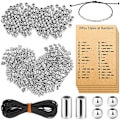 Miniatyrbillede 1 af 5: DIY Morse Kode Armbåndsfremstillingskit 400 Runde Afstandsperler 400 Lange Rørperler [DB] Silver
