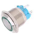 Pikkukuva 3 / 5: 2 kpl 19 mm vihreä LED-itselukkoituva metallipainonappi, 12-24VDC, 1NO, 4-napainen