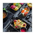 Pikkukuva 3 / 5: 50 kpl aterian valmistusastioita uudelleenkäytettäviä take-away ruoka-astioita muovisia bento-laatikoita ruoan säilytys lounas [DB] As shown