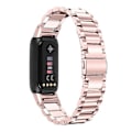 Pikkukuva 1 / 5: Kolmen helmen ruostumattomasta teräksestä valmistettu älykellon ranneke, metallinen korvaava ranneke Fitbit Luxe -kelloon [DB] Multicolor Rose Pink