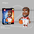 Miniatyrbillede 3 af 4: Mini Byggeklodser Basketball Stjerne Dukke Model Dekor DIY Basketball Spiller Bevægelig Dukke Samlet Mursten Børns Legetøj Gave db 2576 No box