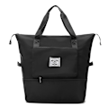 Miniatyrbillede 1 af 2: Stor Kapacitet Foldbar Rejsetaske, Letvægts Udvidelig Rejsetaske, Gym Tote Taske Weekender Overnatningstaske Gaver DB Black