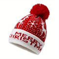 Miniatyrbilde 3 av 5: Festlig Strikket Julemannhatt med Poms - Perfekt Julegave til Menn og Kvinner db Red 2 One Size Fits All