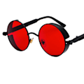 Pikkukuva 2 / 3: Steampunk Retro Pyöreät Aurinkolasit Metallikehyksellä UV-Suojalla Kulta Pinkki {db} Black Red