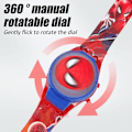 Miniatyrbillede 2 af 2: Børneure med 3D Tegnefilm Mønster Blinkende Lys Oplysende Digitale Ure Spinde Top Flip Dæk Håndleds Ur DB Spiderman