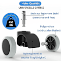 Miniatyrbild 2 av 5: 5-pack kontorsstolsrullar 11 mm / 22 mm ersättning hårt golv för spelstolar, snurrstolar, Pr (FW) GrayBlack