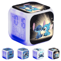 Miniatyrbilde 1 av 2: Lilo & Stitch Digital Alarm Clock 7 Fargeskiftende Tegneserie Nattlys Sengeside Klokke Lampe Hjemmedekorasjon Barn Leker Gaver {DB} D