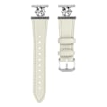 Miniatyrbillede 1 af 3: Til Garmin Vivomove Luxe/ Garminmove Luxe Urrem Ægte Koskind Læder Blomsterdekoration Justerbar Rem [db] White
