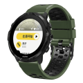 Miniatyrbilde 4 av 5: For Suunto 7 / 9 / 9 Baro To-farget Silikonurrem 24mm Multi-hull Design Hurtigutløsing Håndleddsrem Stropp db Army Green   Black