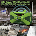 Pikkukuva 2 / 5: 10000 mAh:n hätäradio, aurinkokäyttöinen käsikampiradio, kannettava AM/FM/NOAA-sääradio puhelimen laturin taskulampulla, uutta vuodelle 2024 Dg db Green