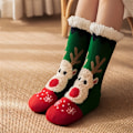 Miniatyrbild 4 av 5: Julklappssockor med älgmönster, Tjocka Varma Plushfodrade Hemsockor, Damstrumpor & Strumpbyxor db Red - 1 Pair One-size