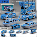 Pikkukuva 1 / 3: Magneettinen Muuntuva Insinööriauto Kootut Lelut [DB] Blue 16 piece set