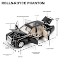 Miniatyrbilde 4 av 5: 1/32 Rolls Royce Phantom Diecast Lekebil Miniatyrmodell Luksus Super Pull Back Lyd & Lys Dører Åpningsbar Samling Gave Barn Db Rolls-Royce Wraith