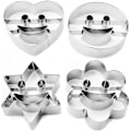 Miniatyrbillede 1 af 5: 4 kageform, smile-kiksforme, chips til sjov bagværk, emoji-smiley, hjerte, stjerne, blomst{DB}
