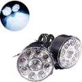 Miniatyrbild 1 av 5: 2-pack 12V 4.5W vita runda dagsljus för bilar, universella runda 9-LED dimljus