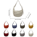 Miniatyrbild 3 av 5: Nylon Halvmåne Väska för Kvinnor, Dumpling Väska Crossbody Väska med Justerbar Axelrem Bröstväska Axelväska för Dagligt Bruk [DB] Beige